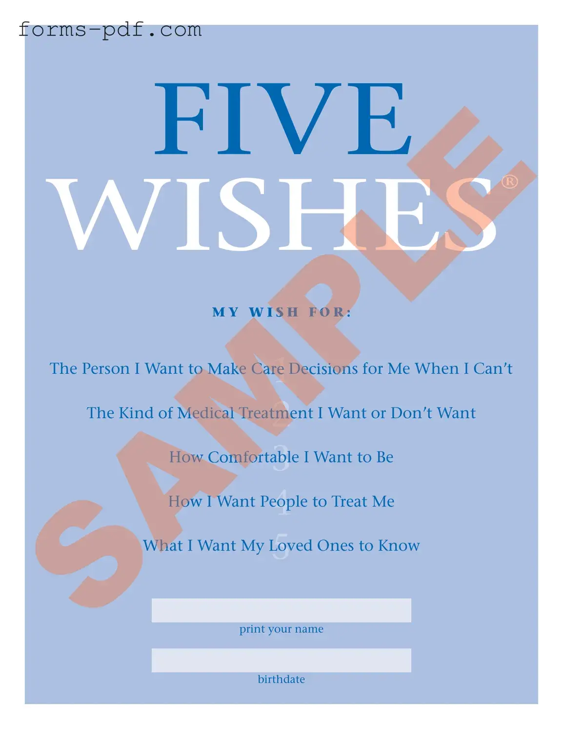 5 Wishes Document PDF Form