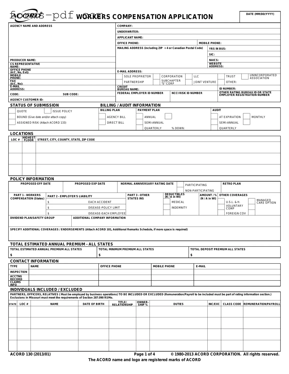 Acord 130 PDF Form