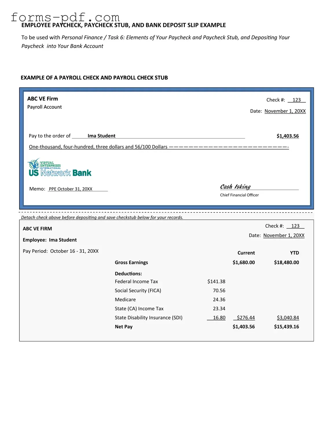 Payroll Check PDF Form