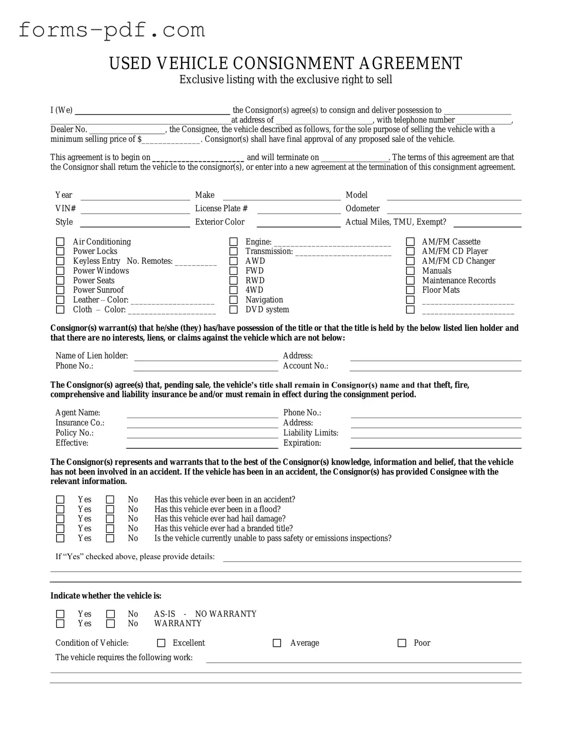 Car Consignment PDF Form
