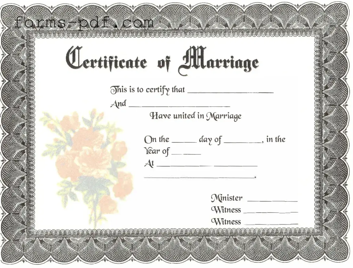 Marriage Certificate PDF Form