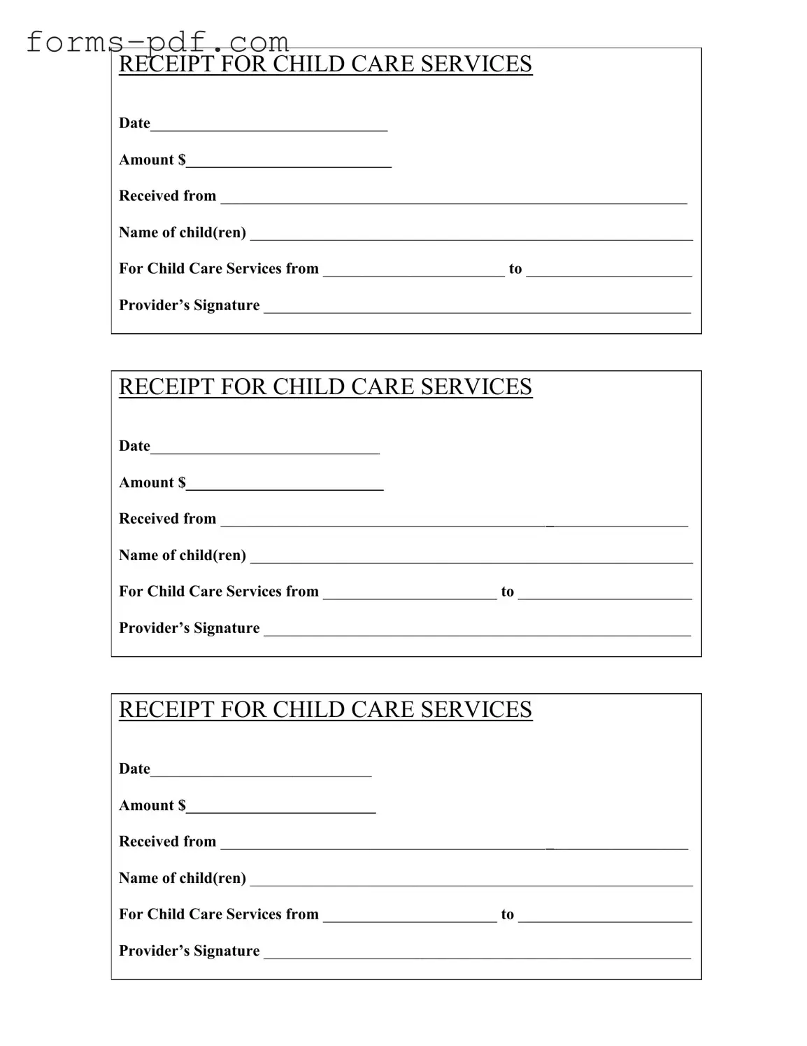 Childcare Receipt PDF Form