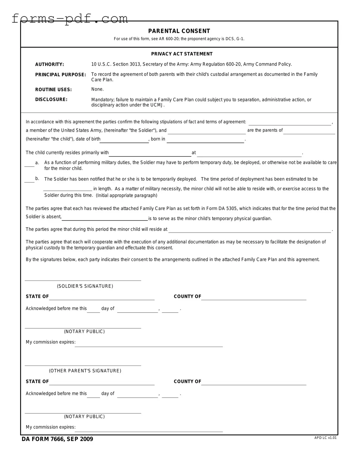 DA 7666 PDF Form