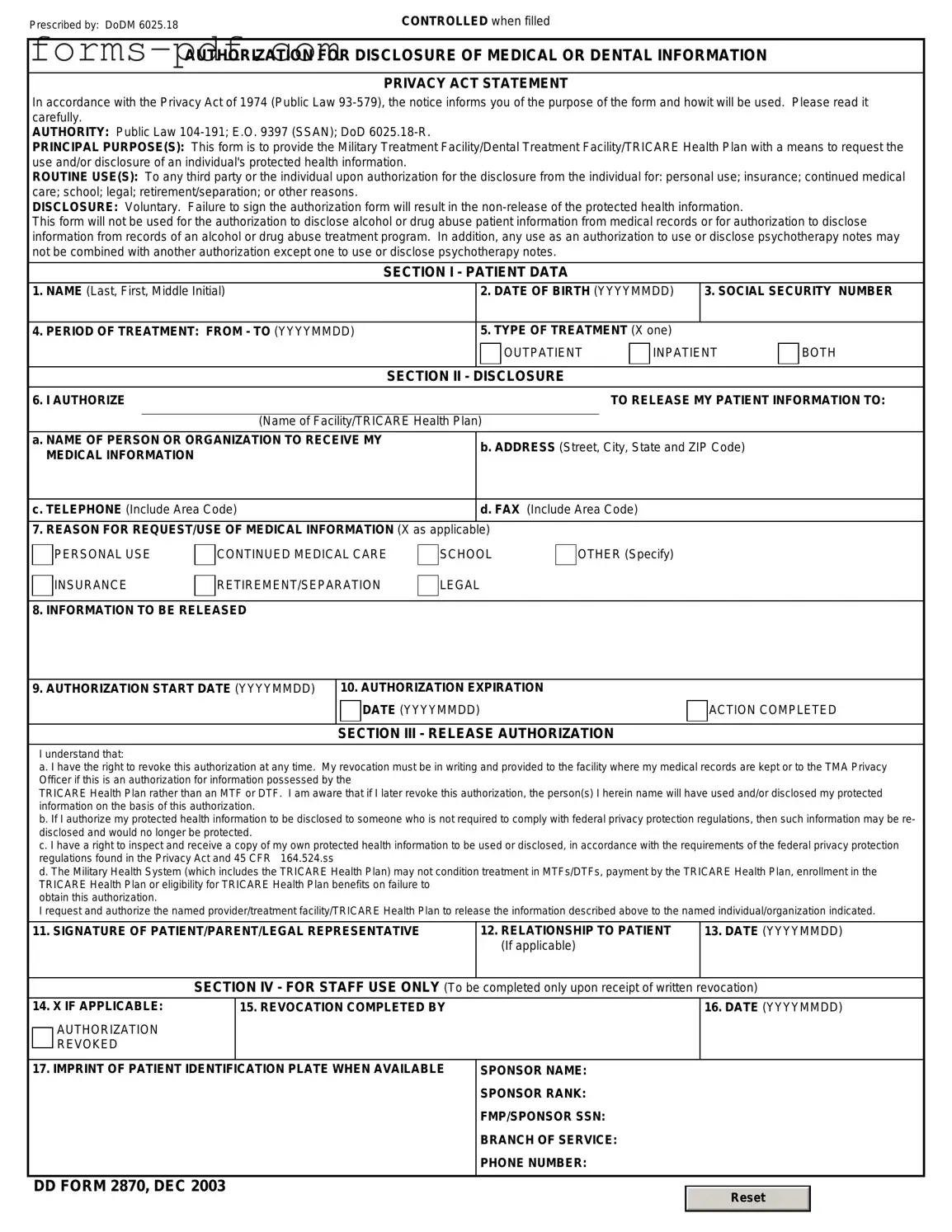 DD 2870 PDF Form