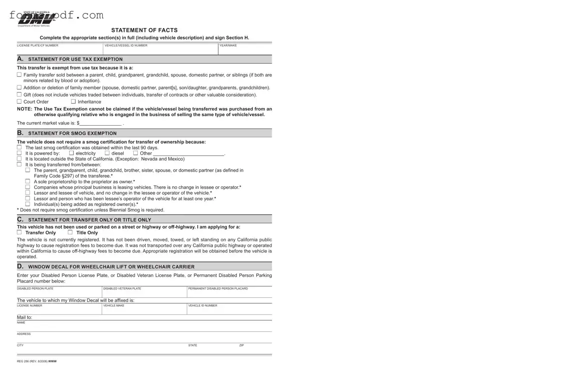 Dmv Reg 256 PDF Form
