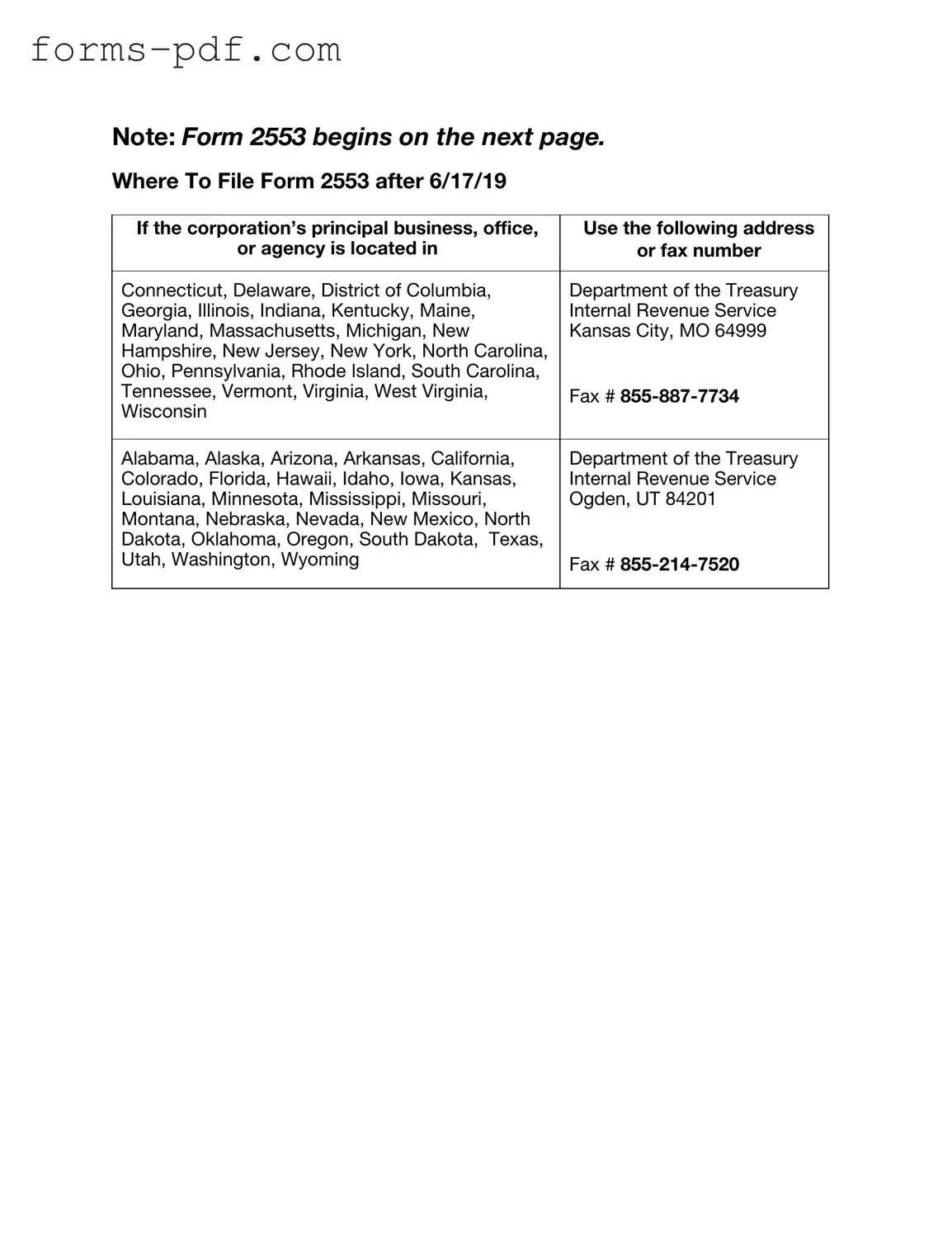 IRS 2553 PDF Form