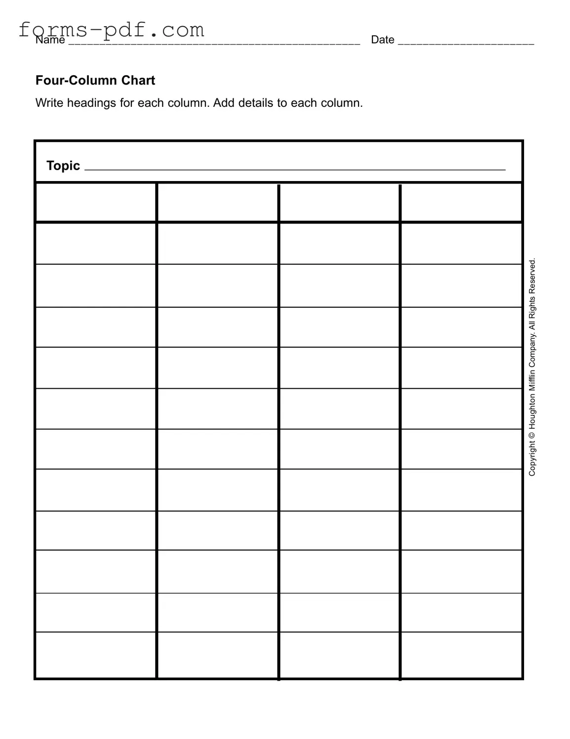 Four Column Chart PDF Form