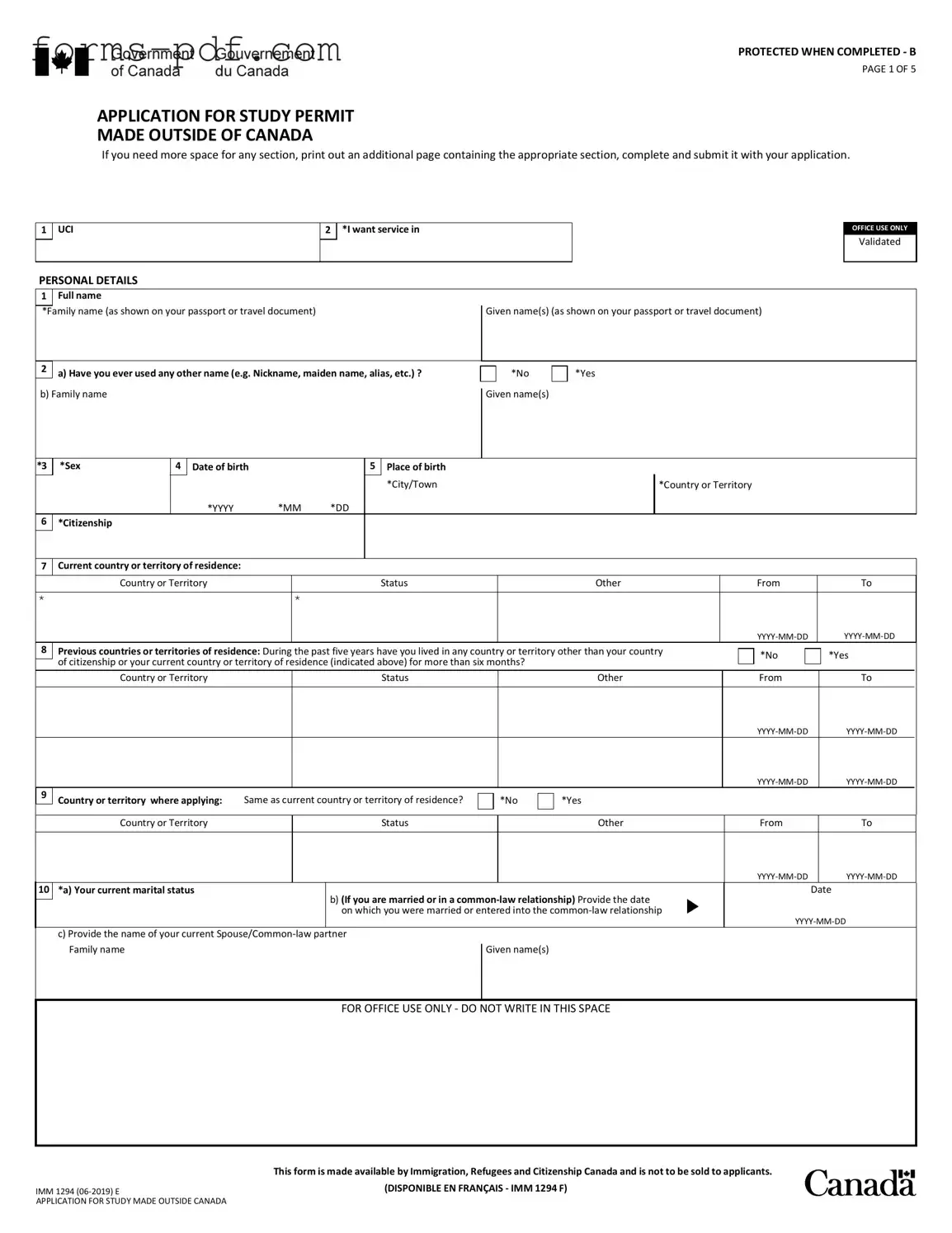 Imm 1294 PDF Form