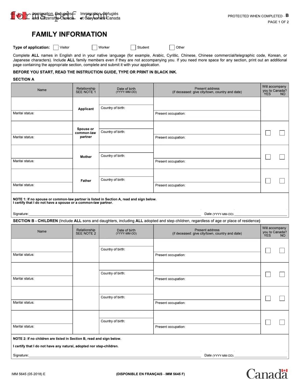 Imm 5645 PDF Form