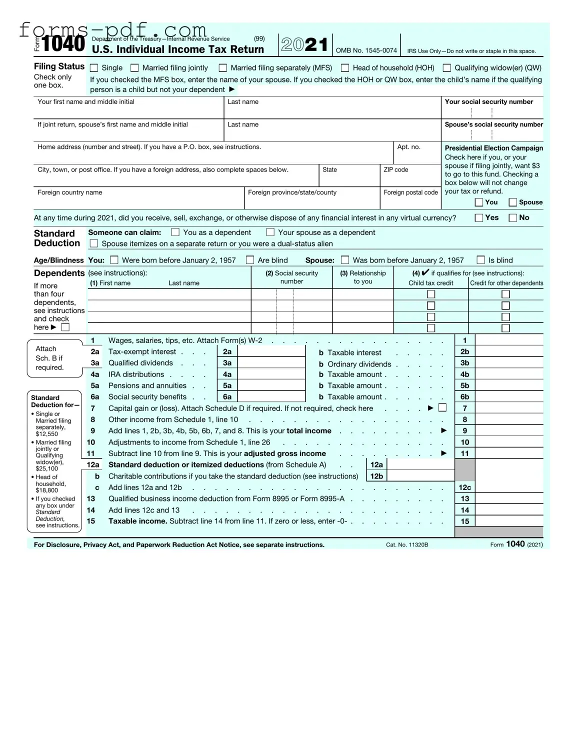 IRS 1040 PDF Form