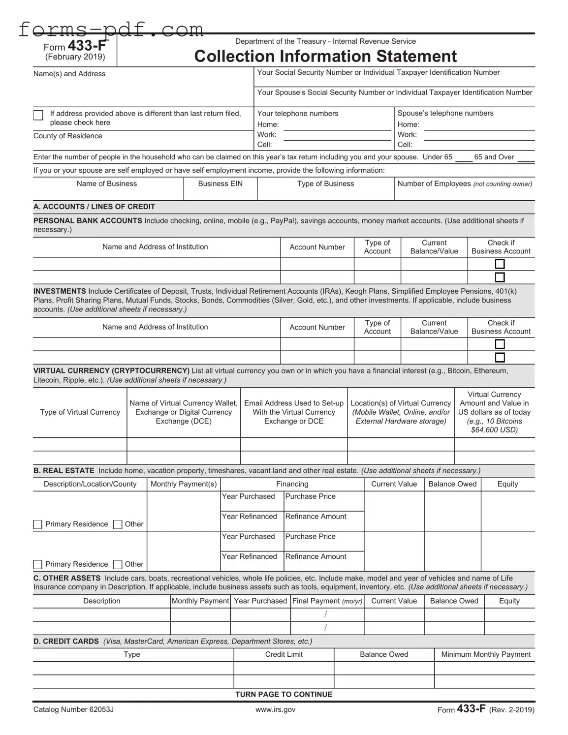 IRS 433-F PDF Form