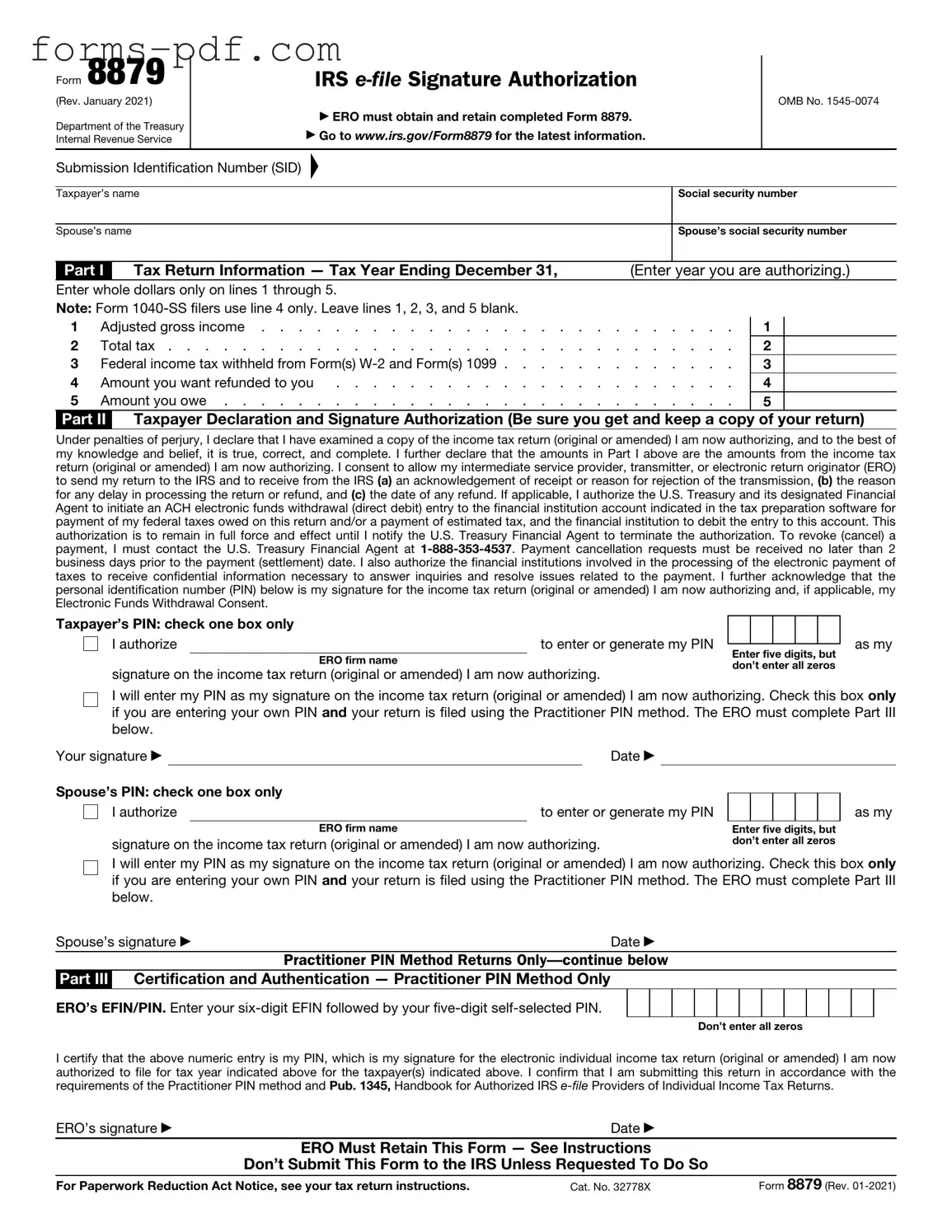 IRS 8879 PDF Form