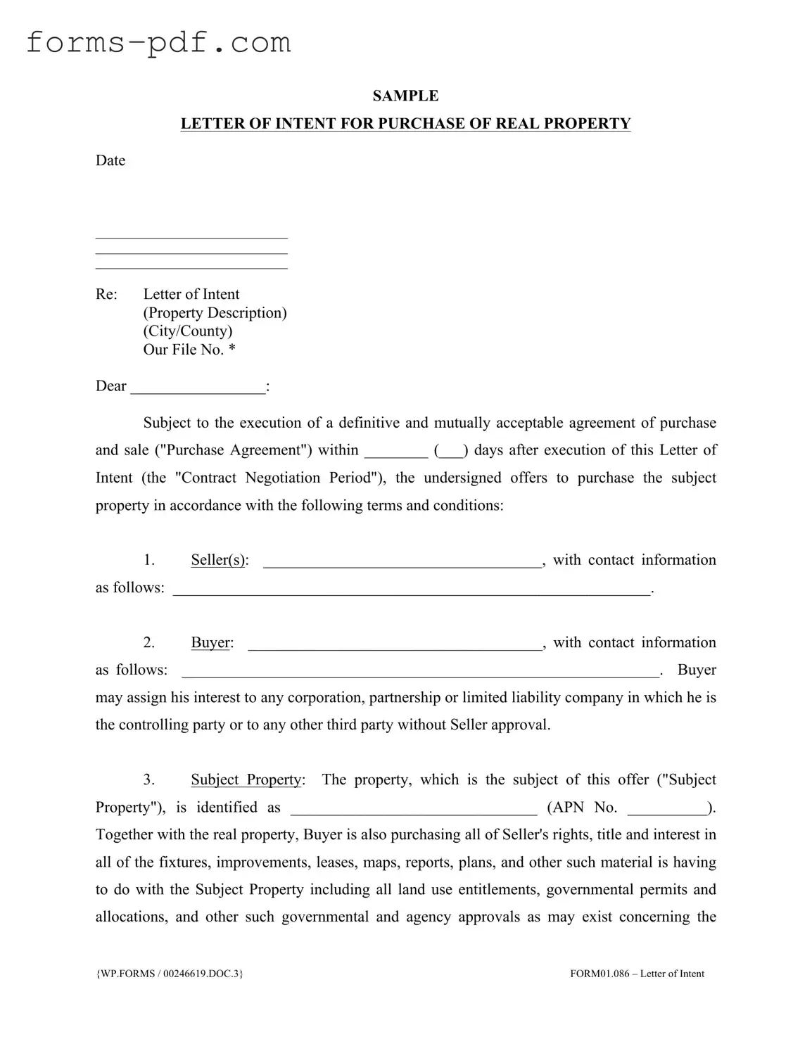 Letter To Purchase Land PDF Form