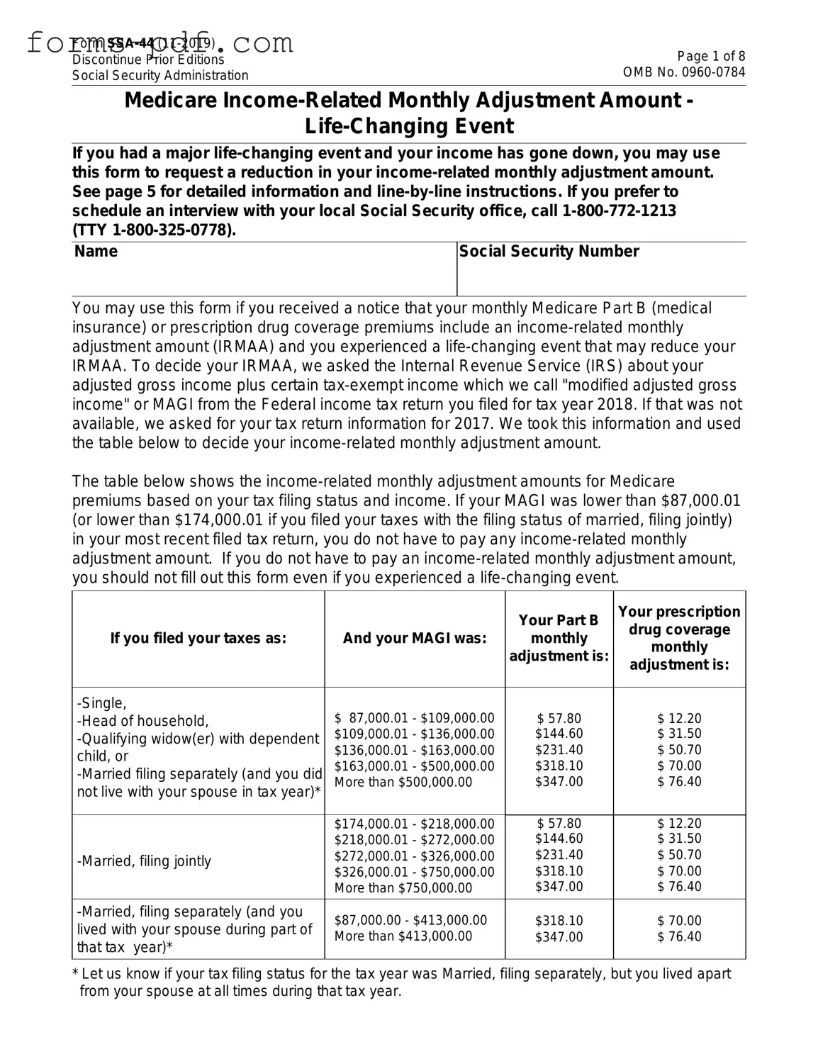 SSA SSA-44 PDF Form