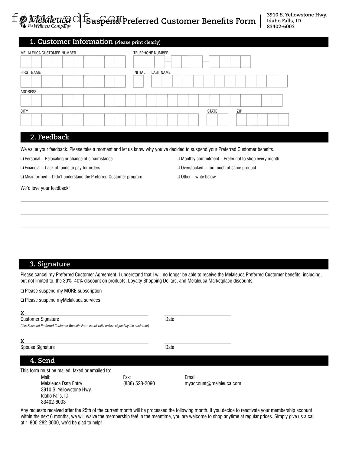 Melaleuca Cancellation PDF Form