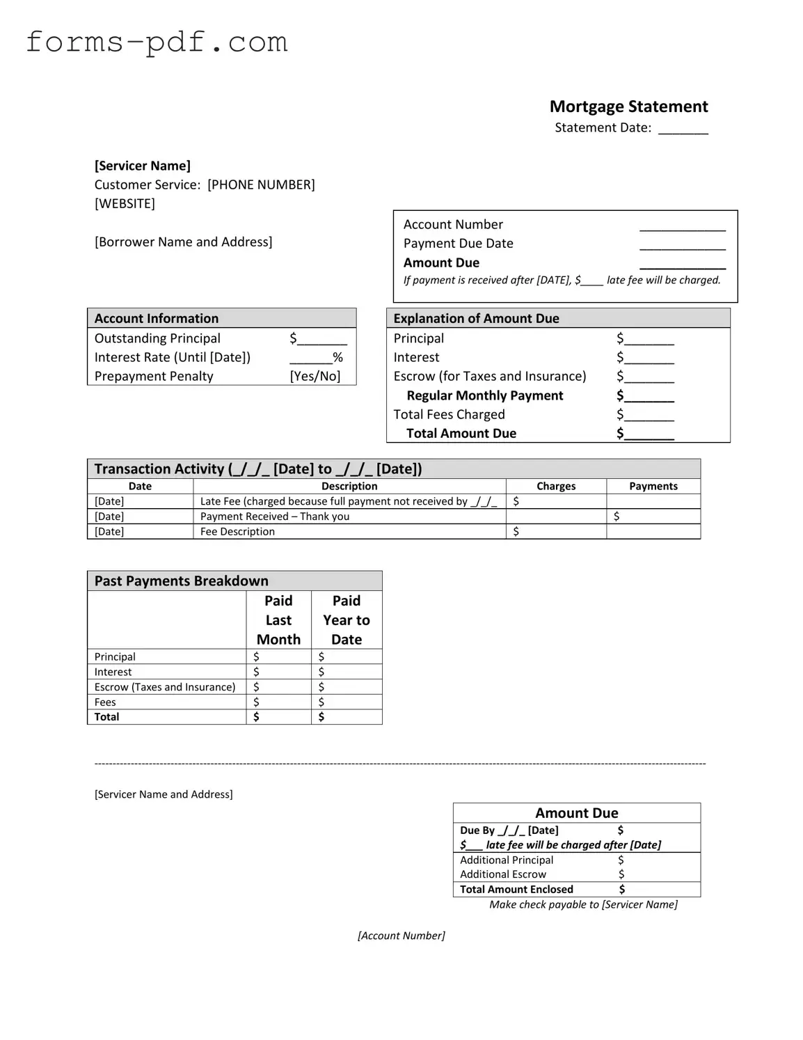 Mortgage Statement PDF Form