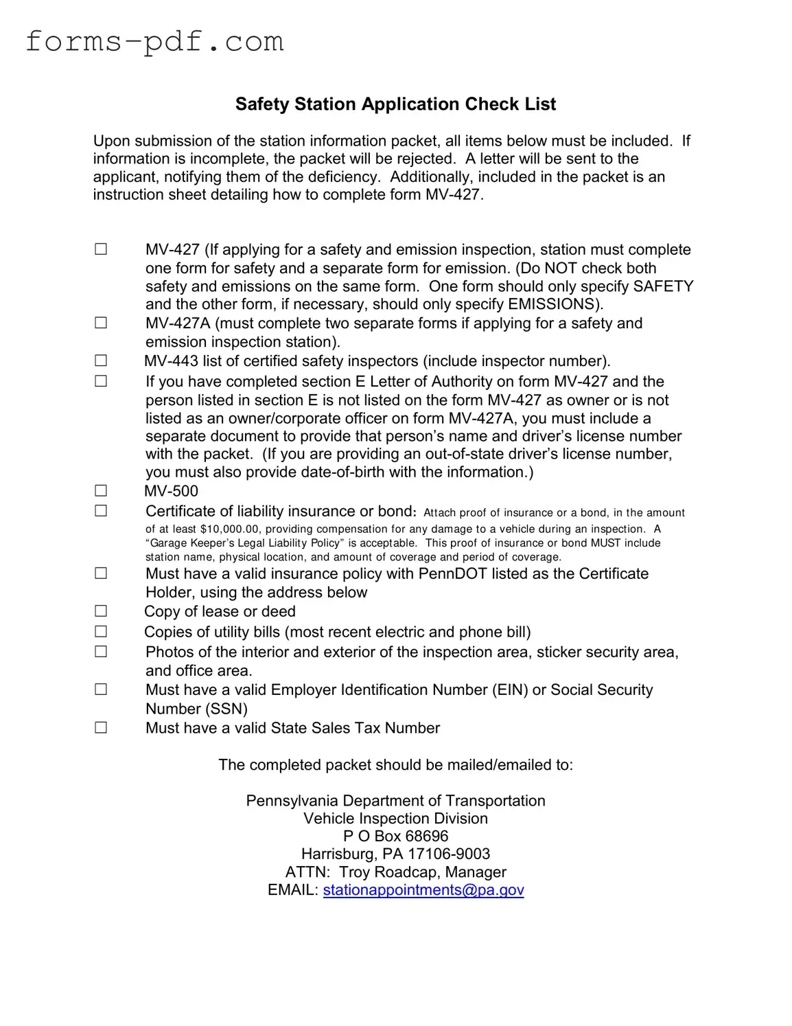 Mv 427 Penndot PDF Form