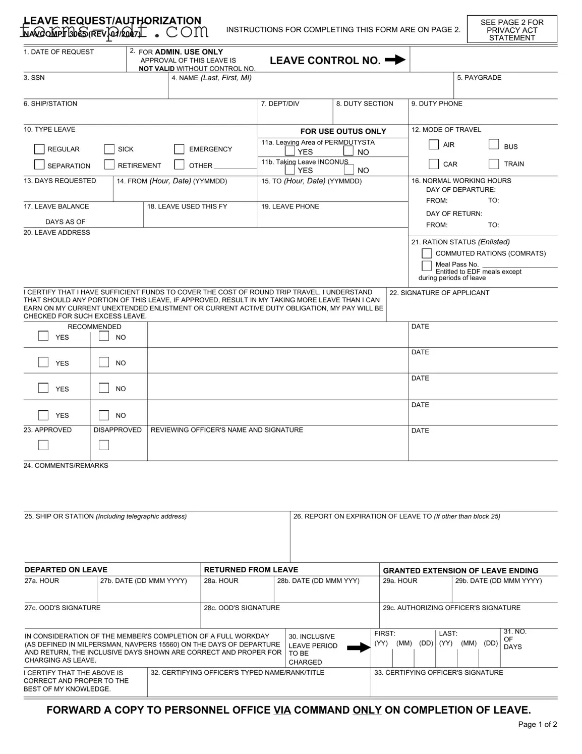 Navcompt 3065 PDF Form
