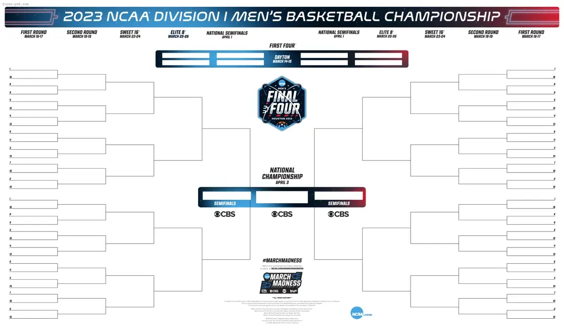 NCAA bracket PDF Form