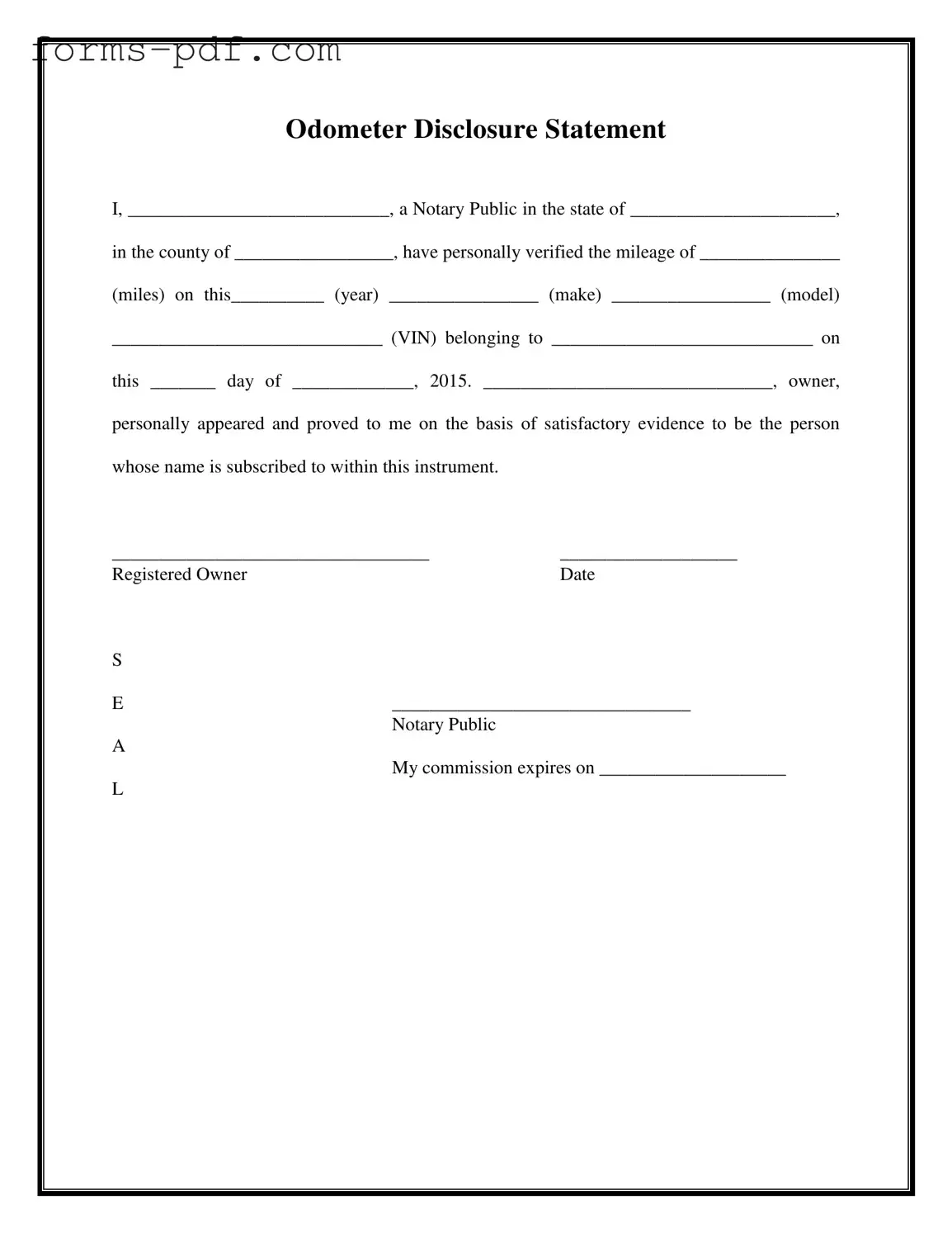 Notarized Odometer Statement PDF Form