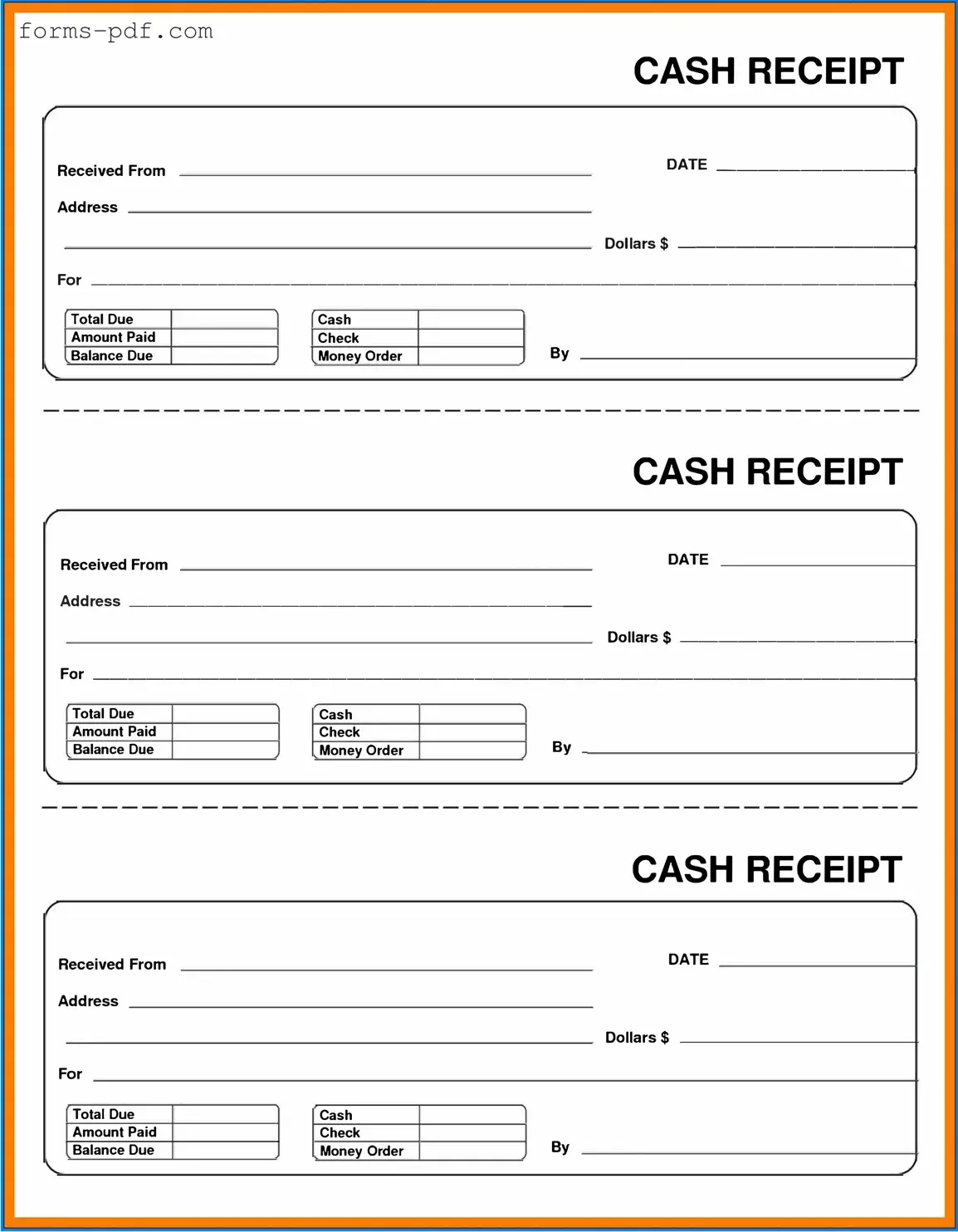 Cash Receipt PDF Form