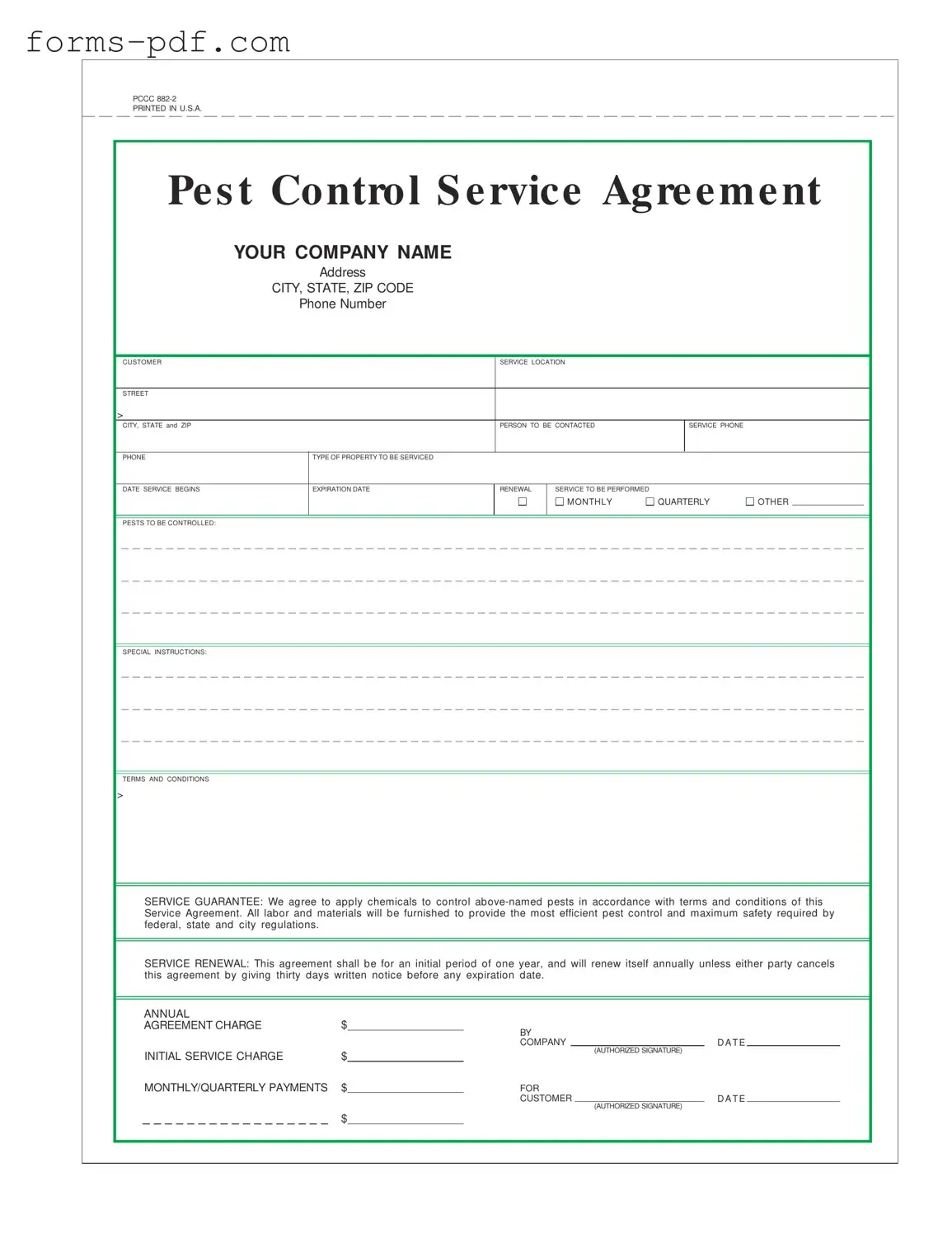 Pest Control Contract PDF Form