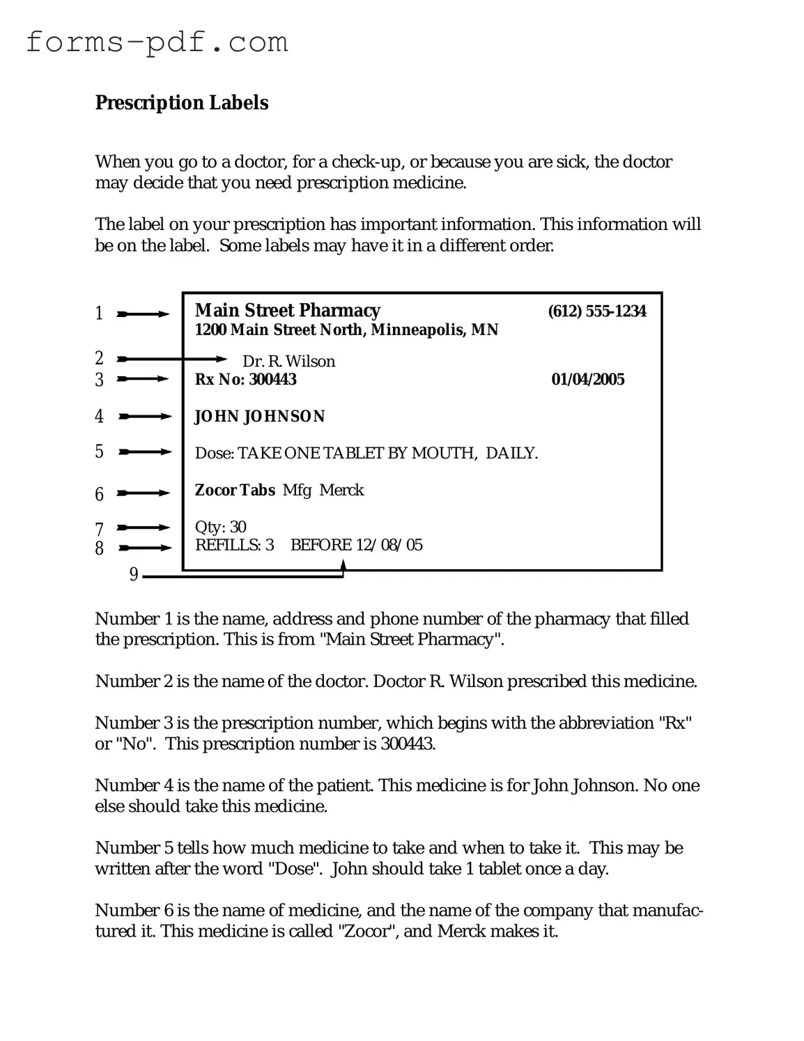 Prescription Label PDF Form