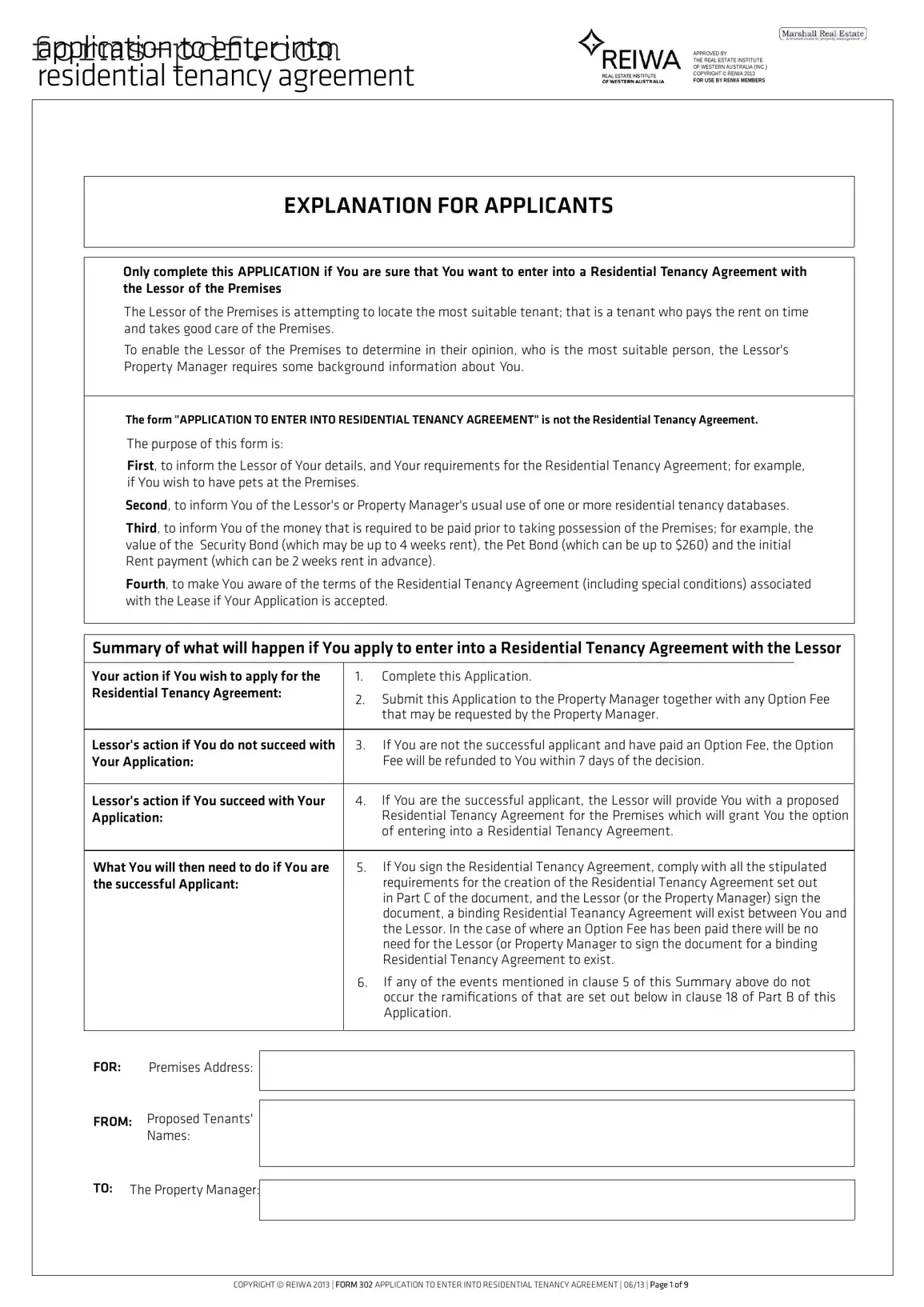 Reiwa Tenancy Application PDF Form