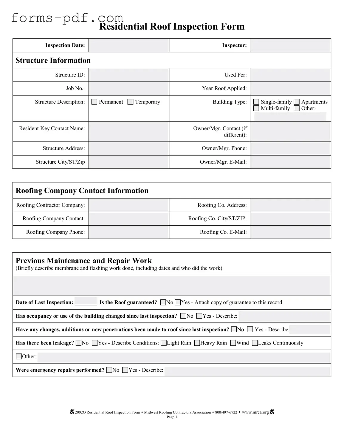 Roof Inspection PDF Form