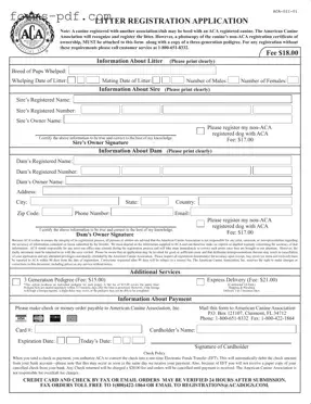 Aca Litter Registration PDF Form