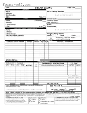 Bill of Lading with a Supplement PDF Form