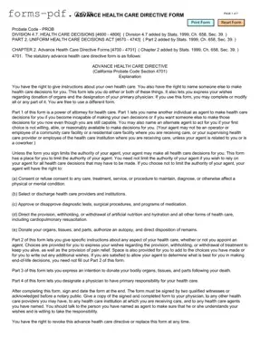 California Advanced Health Care Directive PDF Form