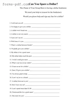 Donated A Dollar PDF Form