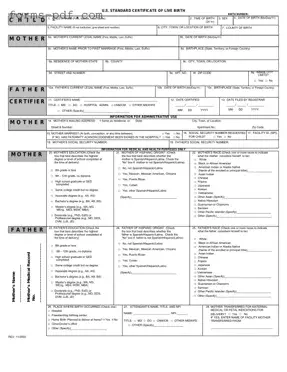 CDC U.S. Standard Certificate of Live Birth PDF Form