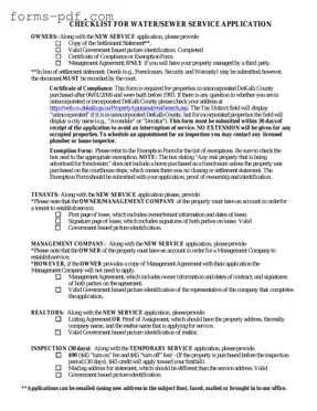 Dekalb County Water Application PDF Form
