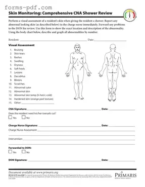 Cna Shower Sheets PDF Form
