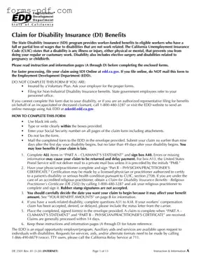 EDD DE 2501 PDF Form