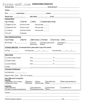 Employee Status Change PDF Form