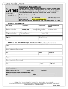 Everest University Transcript PDF Form