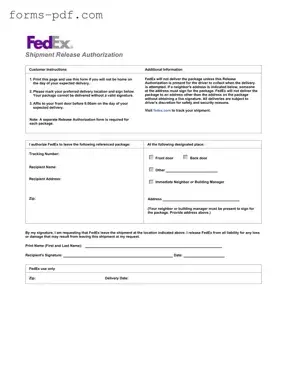 Fedex Release PDF Form