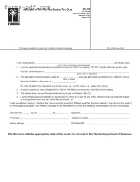 Fl Dr 312 PDF Form