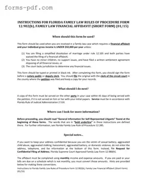 Florida Financial Affidavit Short 12.902(b) PDF Form