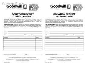 Goodwill donation receipt PDF Form