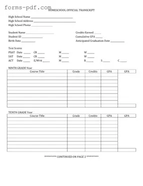 High School Transcript PDF Form