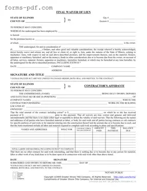 Illinois Final Waiver Of Lien PDF Form