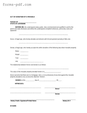 Louisiana act of donation PDF Form