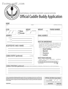 Cuddle Buddy Application PDF Form