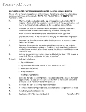 Peco Service And Meter Application PDF Form