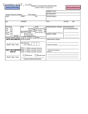 Rabies Certificate PDF Form
