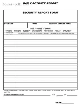 Security Guard Daily Report Sample PDF Form